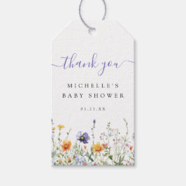 Etiqueta Para Presente Favor do Chá de fraldas de flor selvagem