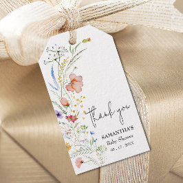 Etiqueta Para Presente Favor do Chá de fraldas de Flores Selvagens