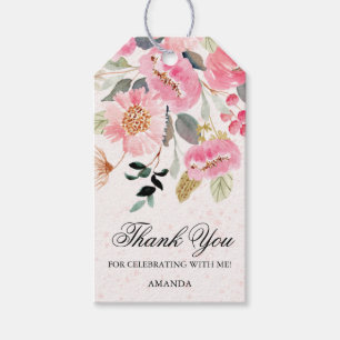 Etiqueta Para Presente Favor do Chá de panela de Flor Selvagem Rosa-Chic