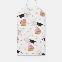 Etiqueta Para Presente Favor do Sparkler de Cupcake Rosa de Graduação