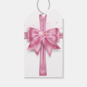Etiqueta Para Presente Favor feminino brilhante de diamante rosa-arco