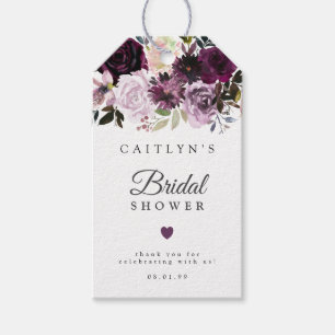 Etiqueta Para Presente Favor floral cor-de-rosa roxo do chá de panela