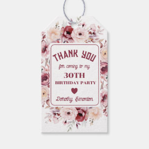 Etiqueta Para Presente Favor Floral Rosa Burgundy Personalizado aniversár