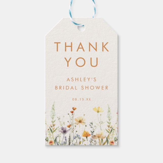 Etiqueta Para Presente Favor Rustic Wildflower Chá de panela (Frente)