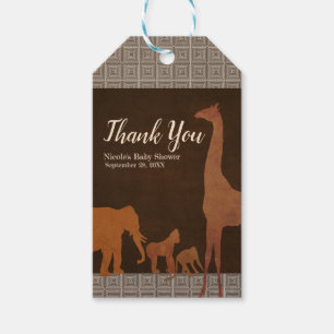 Etiqueta Para Presente Favor Vintage Marrom Safari Africano Selva Zoológi