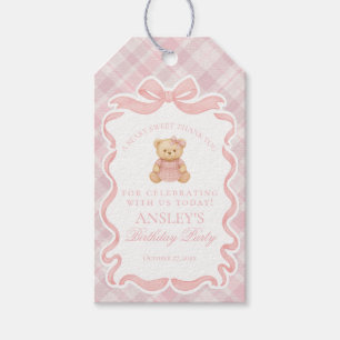 Etiqueta Para Presente Favoritos de aniversário Urso Laço Coquete Rosa Xa