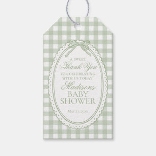 Etiqueta Para Presente Favoritos de Chá de Bebê Coquette em Xadrez Verde
