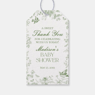 Etiqueta Para Presente Favoritos de Chá de Bebê Floral Verde Toile De Jou