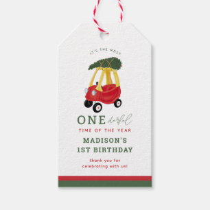 Etiqueta Para Presente Favors de Aniversário Onederful de Pequeno Carro d