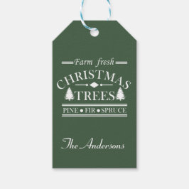 Etiqueta Para Presente Fazenda fresca Árvores de Natal Feliz