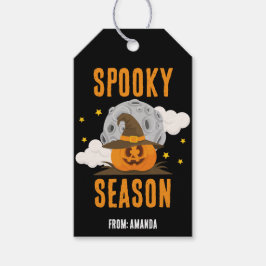 Etiqueta Para Presente Feira de Spooky, Cute Orange Pumpkin Halloween