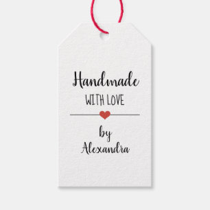 Etiqueta Para Presente Feita à mão com amor personalizado branco simple