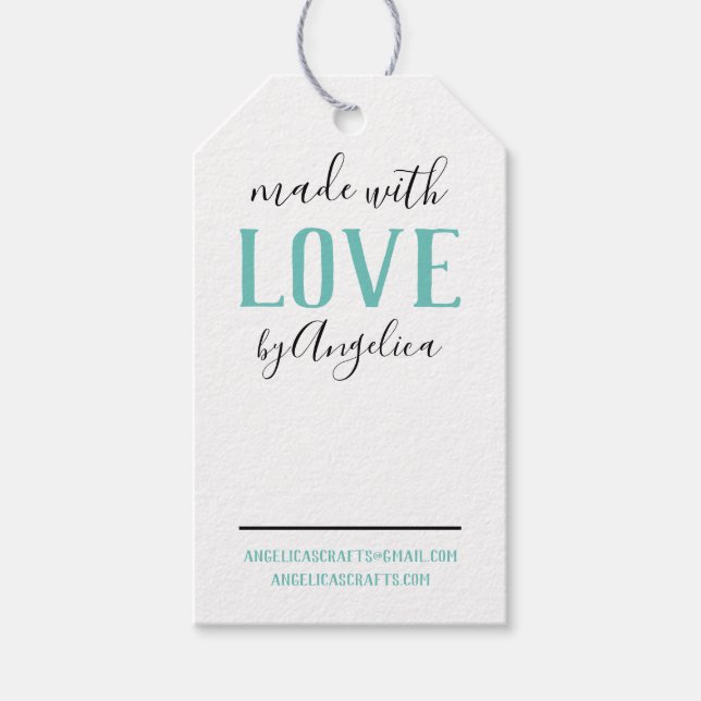Etiqueta Para Presente Feita com o Love Script Turquoise Show (Frente)