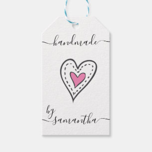Etiqueta Para Presente Feito à mão por um nome personalizado com instru