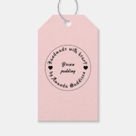 Etiqueta Para Presente Feito com Amor Design de Coração de Creme