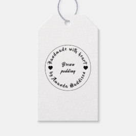 Etiqueta Para Presente Feito com Amor Design de Coração Preto Caseiro