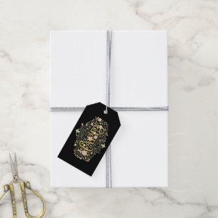 Etiqueta Para Presente Felicidade Dourada: Elegante Floral Feliz