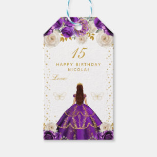 Etiqueta Para Presente Felicidades Princesa Floral Roxa