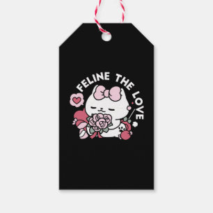 Etiqueta Para Presente Feline o Amor - Design de Gato do Namorados