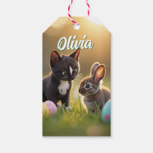 Etiqueta Para Presente Felini & Fluffy: Uma Páscoa de Dois Amigos