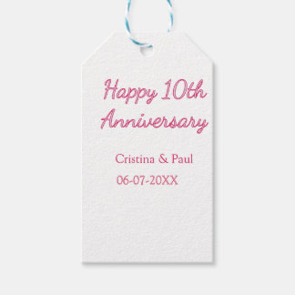 Etiqueta Para Presente Feliz 10º aniversário simples nome de casamento mi