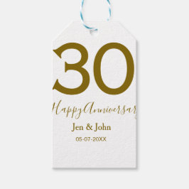 Etiqueta Para Presente Feliz 30 data de aniversário data ouro bold lete