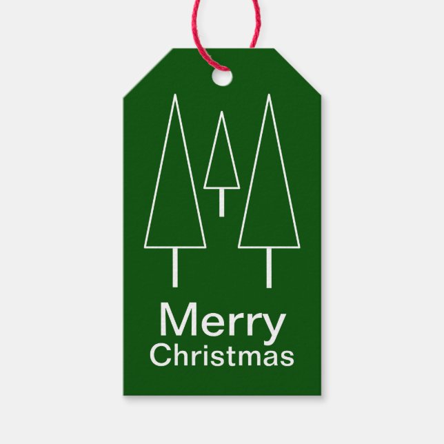 Etiqueta Para Presente Feliz Abstrato Verde de Natal (Frente)