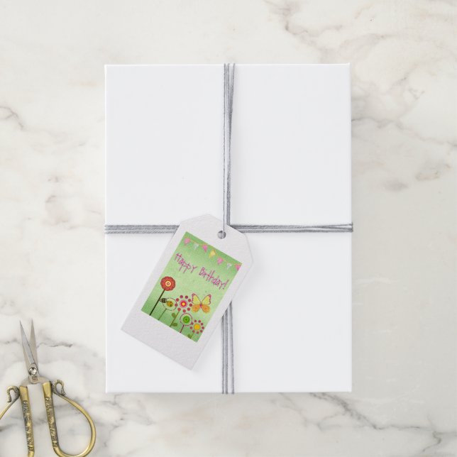 Etiqueta Para Presente Feliz aniversário (Com cordão)