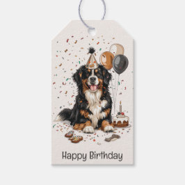 Etiqueta Para Presente Feliz Aniversário Bernese Mountain Dog