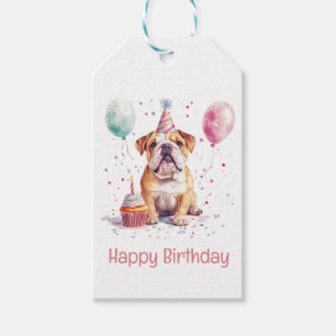 Etiqueta Para Presente Feliz Aniversário Bulldog Inglês