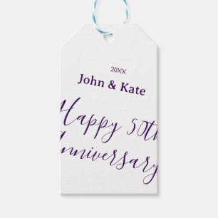 Etiqueta Para Presente Feliz aniversário de 50 anos nome roxo simples 