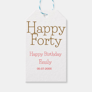 Etiqueta Para Presente feliz aniversário de quarenta anos nome dourado ve