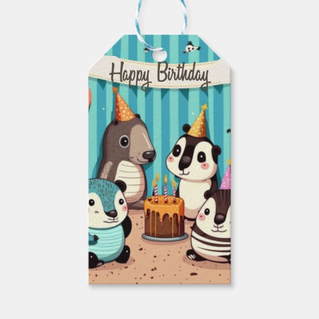 Etiqueta Para Presente Feliz Aniversário do Costume (Frente)