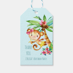 Etiqueta Para Presente Feliz Aniversário do Macaco Azul-Cinto Personaliza