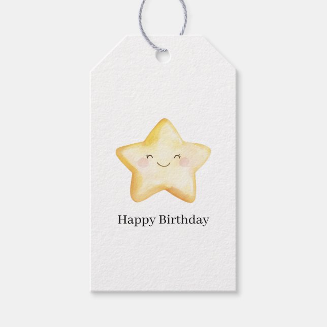 Etiqueta Para Presente Feliz Aniversário Estrela (Frente)