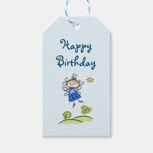 Etiqueta Para Presente Feliz Aniversário Feliz Voando Angel Fairy