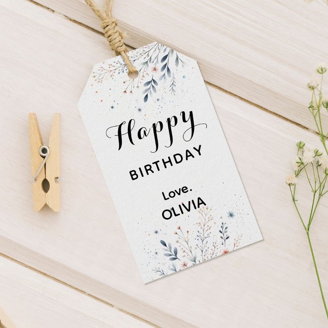 Etiqueta Para Presente Feliz Aniversário Flor Selvagem (Criador carregado)