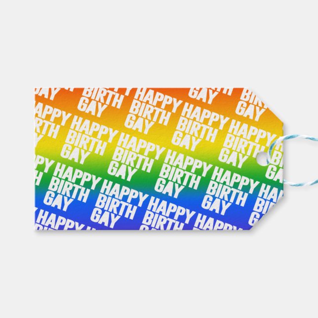 Etiqueta Para Presente Feliz Aniversário Gay (Frente (horizontal))