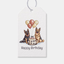 Etiqueta Para Presente Feliz aniversário German shepherd Cães Bolo de Ani