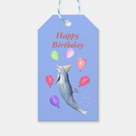 Etiqueta Para Presente Feliz Aniversário Golfinho e Balões