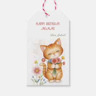 Etiqueta Para Presente Feliz Aniversário, Mamãe gatinha
