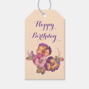 Etiqueta Para Presente Feliz Aniversário Marcador de Presente Bouquet de