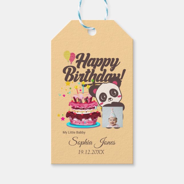 Etiqueta Para Presente Feliz Aniversário, Meu Bebê - Foto Personalizada/  (Frente)