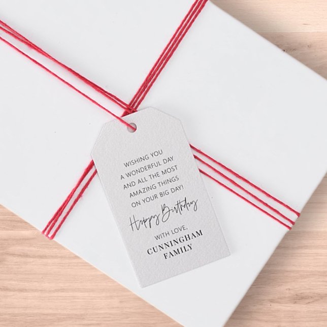 Etiqueta Para Presente Feliz Aniversário Moderno e Simples (Criador carregado)