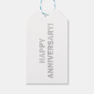 Etiqueta Para Presente Feliz aniversário prateado clássico elegante e sof