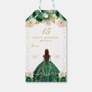 Etiqueta Para Presente Feliz Aniversário Princesa Floral Verde