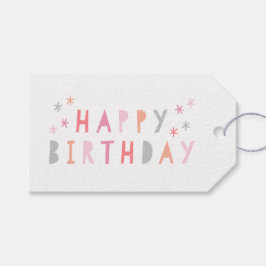 Etiqueta Para Presente Feliz Aniversário Rosa Colorido Moderno