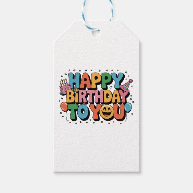 Etiqueta Para Presente Feliz Aniversário Sorridente (Frente)