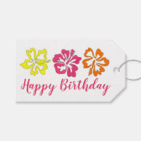 Feliz Aniversário Tropical Havaiana Flores de Hibi