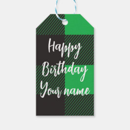 Etiqueta Para Presente Feliz Aniversário Xadrez Verde